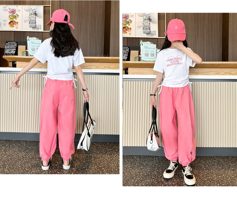 Kids Girls Summer Tees+Pants 2-piece Clothes